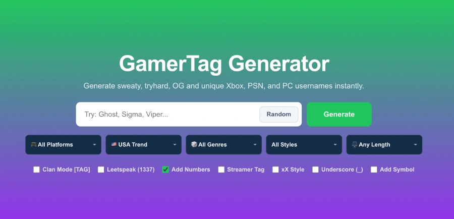 GamerTag Generator Online
