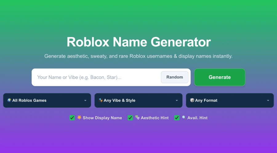 Roblox Name Generator Online